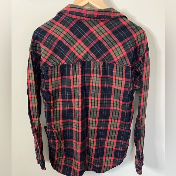 Kavu Red Green Plaid Flannel Popover Long Sleeve Size Small - Picture 2 of 8
